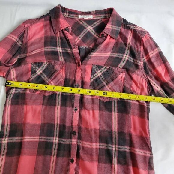 Maurices plaid button down shirt Long sleeves button cuffs roll-tab, S - Picture 6 of 8